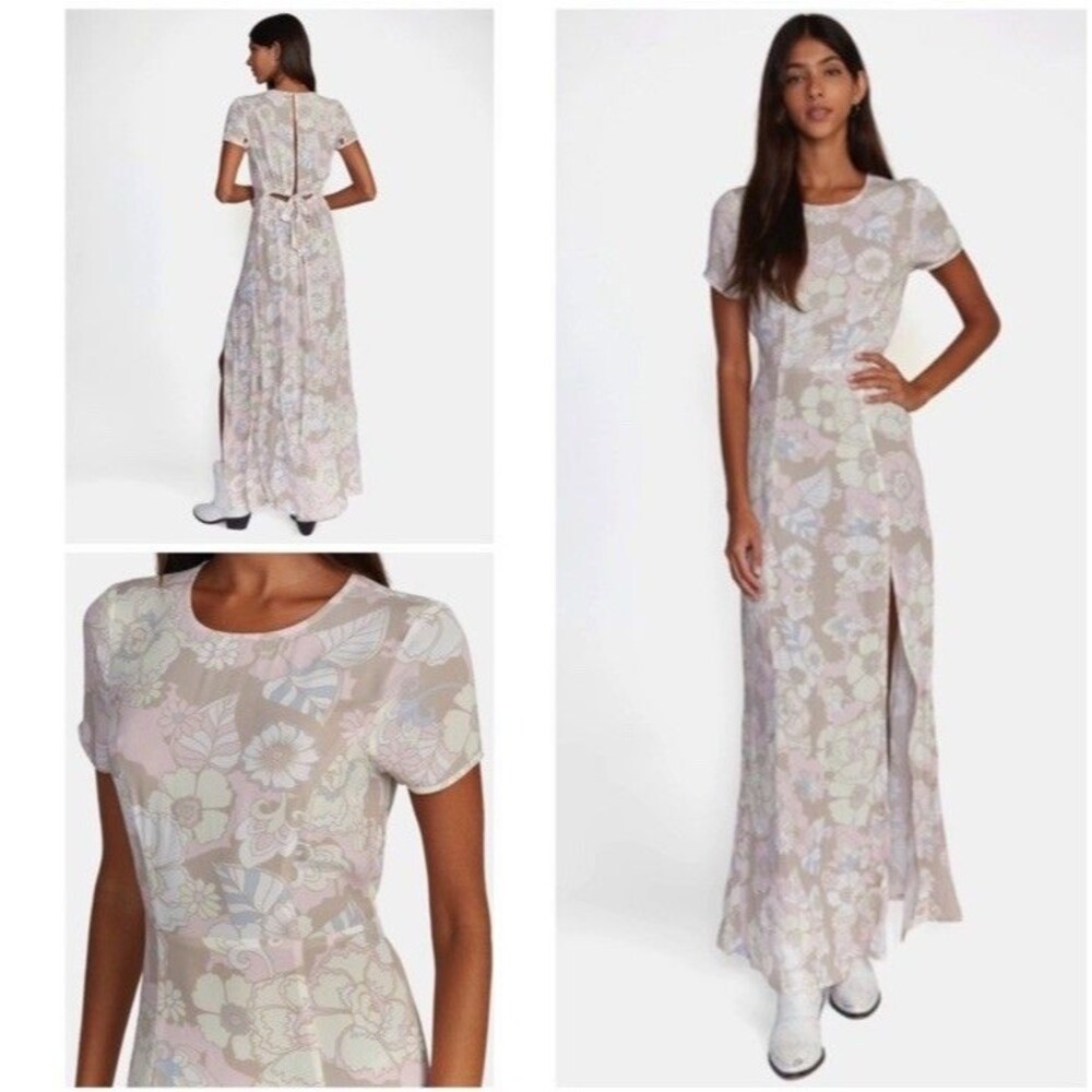 RVCA WOMEN'S Lunch Date Day Maxi Dress Open Back SZ M